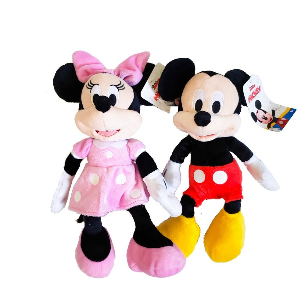 Disney Mickey Mouse and Minnie Plush Set Kids Boys Girls Beanie Stuffed Animal